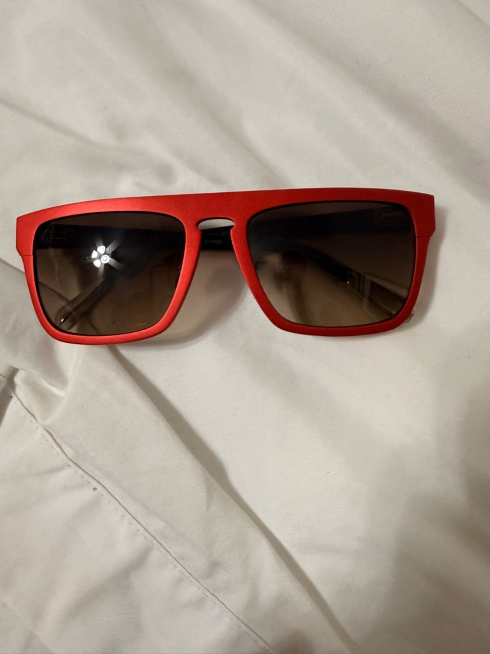 Matte Red Rectangular Sunglasses by Kris Van Assche by Linda Farrow